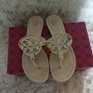 Tory Burch Miller Leather Logo Thong Sandals